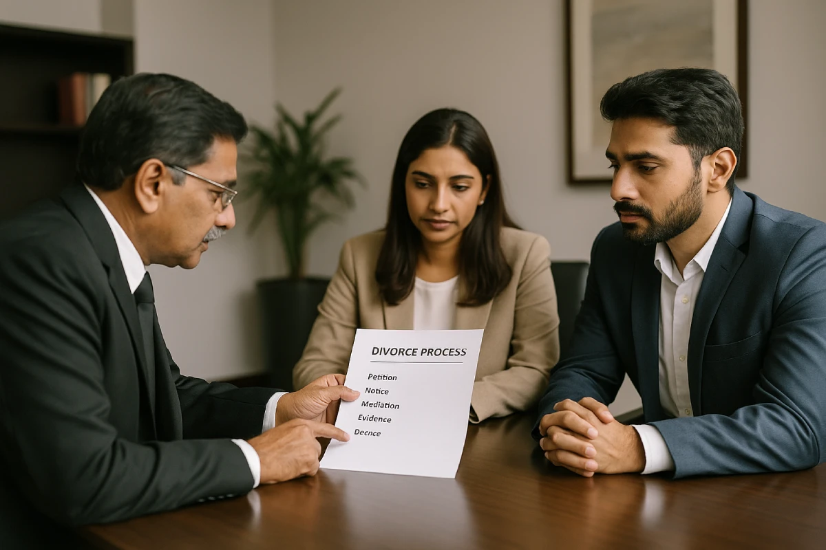 Divorce process in Hyderabad checklist reviewed with lawyer and couple